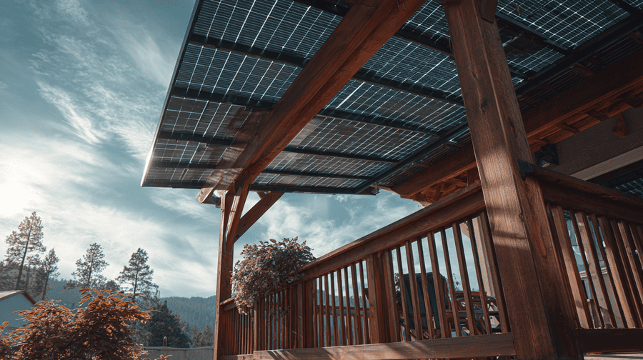 zonnepanelen op dak van houten veranda